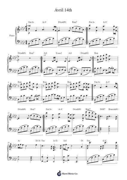 Avril 14th Sheet Music by Aphex Twin-Arr.Cocon