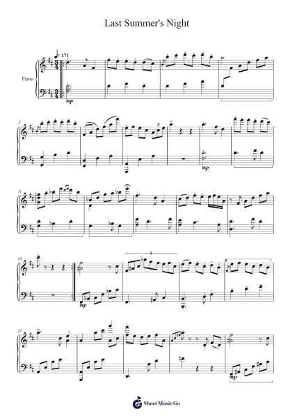Last Summer's Night Sheet Music by Li Yang Yang-Arr.Bushple