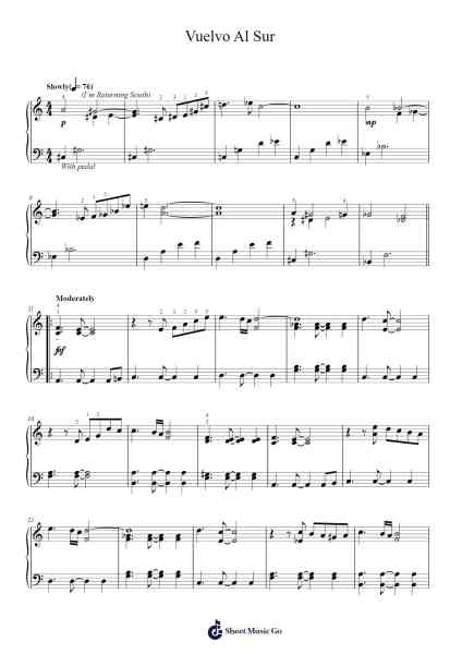Vuelvo Al Sur Sheet Music by Astor Piazzolla-Arr.Waygrid
