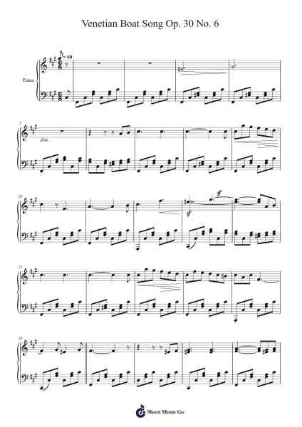 Venetian Boat Song Op. 30 No. 6 Sheet Music by Felix Mendelssohn-Arr.Alruth