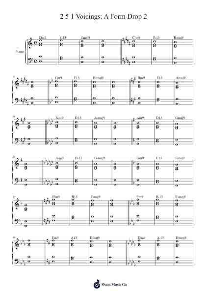 2 5 1 Voicings: A Form Drop 2 (all keys) Sheet Music by Virlouis-Arr.Duttnin Moulnorth