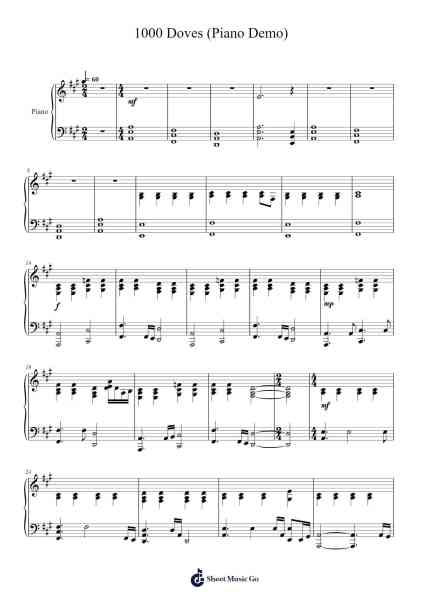 1000 Doves (Piano Demo) Sheet Music by Lady Gaga-Arr.Virgreg