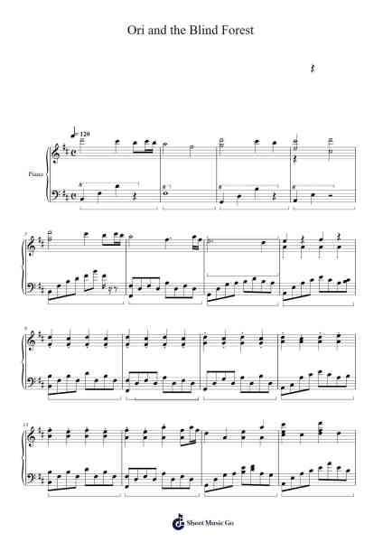 Ori and the Blind Forest Piano Cover Sheet Music by Akmigone-Arr.Pomiles