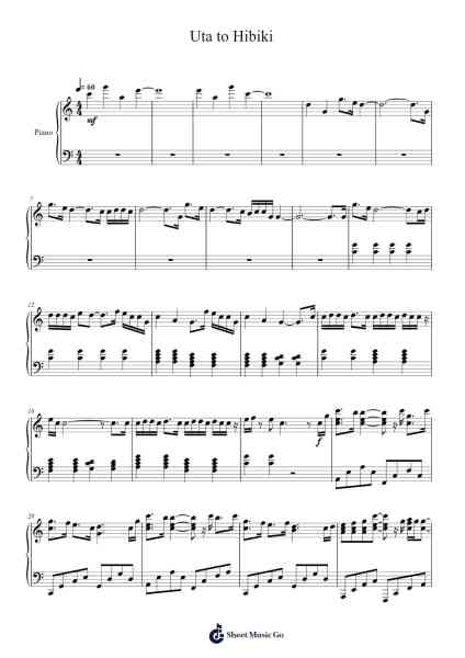 Uta to Hibiki Sheet Music by Hiroyuki Sawano-Arr.Dempron Jacbess
