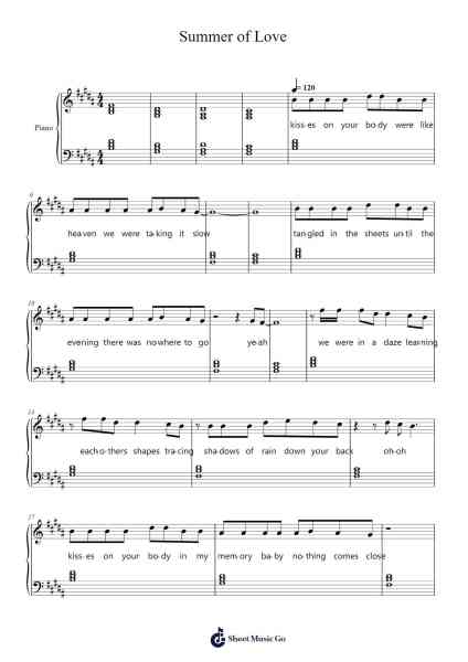 Summer of Love Sheet Music by Shawn Mendes-Arr.Stechill Argale