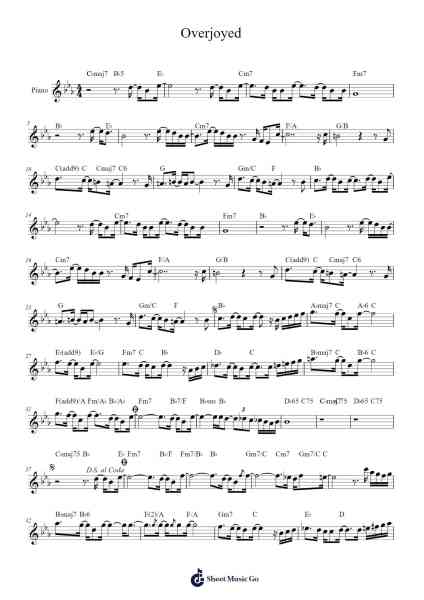 Overjoyed Sheet Music by Stevie Wonder-Arr.Rareade Zoelotte
