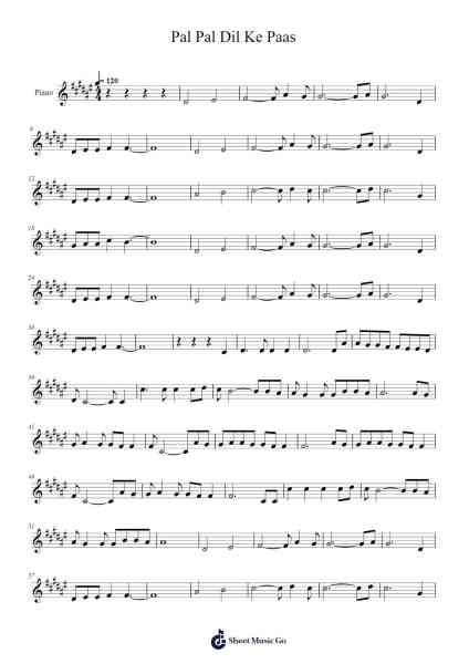 Pal Pal Dil Ke Paas Sheet Music by Kishore Kumar-Arr.Mikejay Croftges