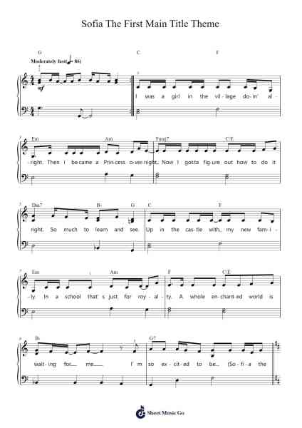 Sofia The First Main Title Theme Sheet Music by Craig Gerber/John Kavanaugh-Arr.Stonelian Chantham