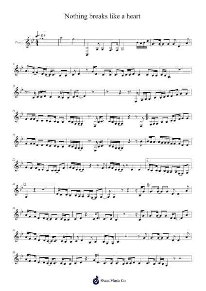 Nothing breaks like a heart Sheet Music by Mark Ronson-Arr.Sigice
