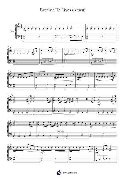 Because He Lives (Amen) Sheet Music by Matt Maher-Arr.Joannes Nohan