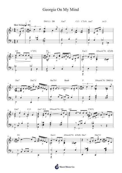 Georgia On My Mind Sheet Music by Ray Charles/Willie Nelson-Arr.Jeffsey