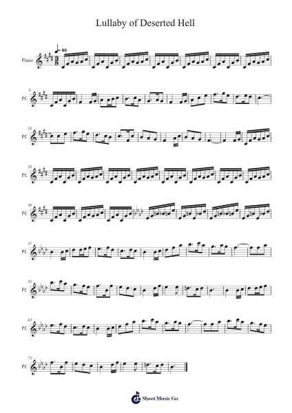 Lullaby of Deserted Hell Sheet Music by ZUN-Arr.Tethew Wolfdwight