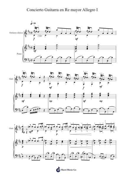 Concierto Guitarra en Re mayor Allegro I Sheet Music by Antonio Vivaldi-Arr.Lambharine Ryphens