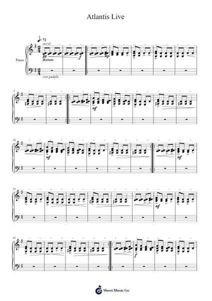 Atlantis Live Sheet Music by Cheesy Hfj-Arr.Milnett