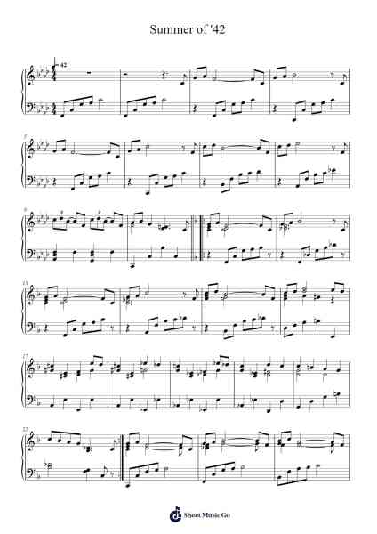 Summer of '42 Sheet Music by Michel Legrand-Arr.Cisgrey