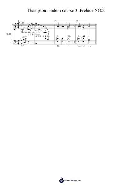 Thompson modern course 3- Prelude NO.2 Sheet Music by John Thompson-Arr.Morsedric