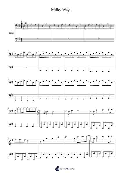 Milky Ways Sheet Music by Bossfight-Arr.Hilltim Moobright