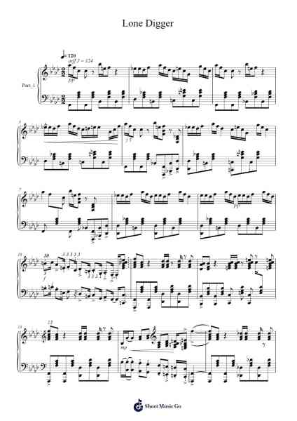 Lone Digger Sheet Music by Caravan Palace-Arr.Keliot Hicksner