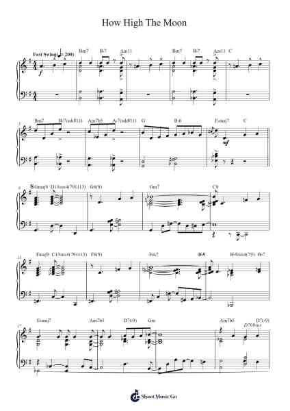 How High The Moon Sheet Music by Les Paul/Mary Ford-Arr.Nanriah Obrook