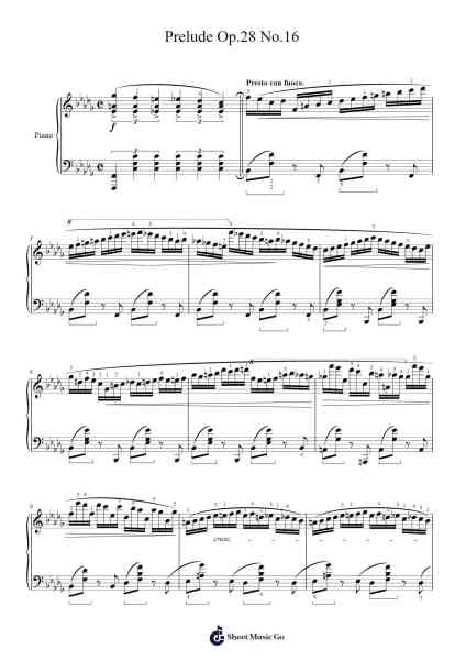 Prelude Op. 28 No. 16 in B-flat Minor Sheet Music by Frédéric Chopin-Arr.Brobraith Zeyer