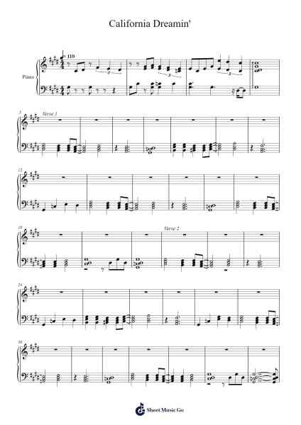 California Dreamin' Notenblatt von undefined-Arr.Gibkes