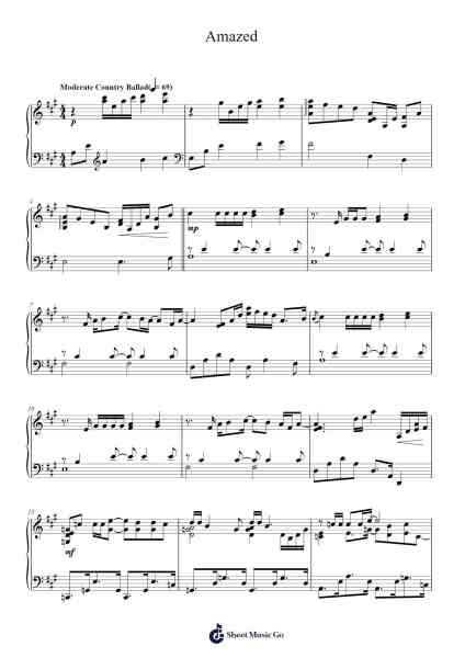 Amazed Sheet Music by Lonestar-Arr.Bobtab