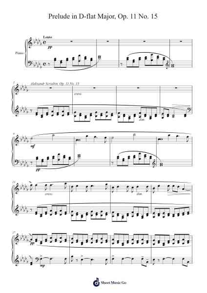 24 Preludes, Op. 11: Prelude in D-flat Major, Op. 11 No. 15 Sheet Music by Alexander Scriabin-Arr.Hoyving