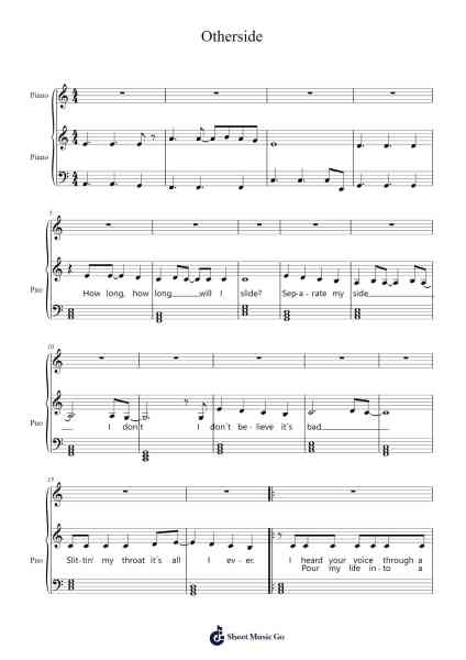 Otherside Sheet Music by Acsa Giunco-Arr.Jusmens