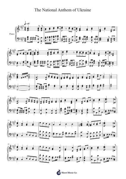 The National Anthem of Ukraine Sheet Music by Mykhailo Verbytsky-Arr.Padmos Gibleign