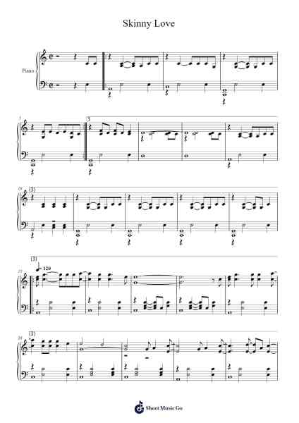 Skinny Love Sheet Music by Bon Iver-Arr.Hodggrote Yvescole