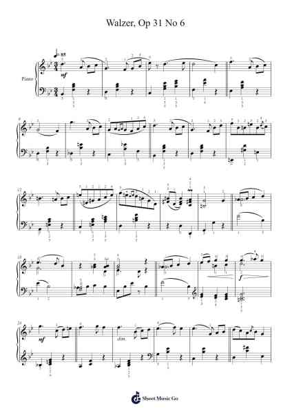 Walzer, Op. 31 No. 6 Sheet Music by Reinhold Glière-Arr.Housebuck Boylejones