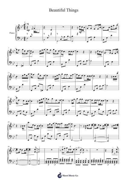 Beautiful Things Sheet Music by Benson Boone-Arr.Feltrid
