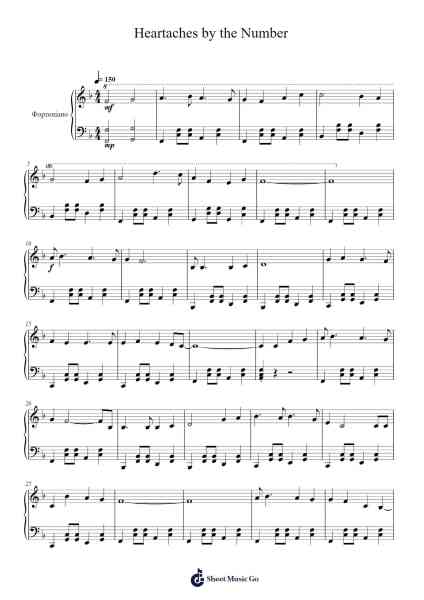 Heartaches by the Number Sheet Music by Guy Mitchell-Arr.Blajeames Yulewood