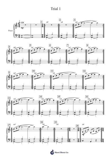 Trial 1 Sheet Music by Philip Glass-Arr.Ruthives Sibylxy