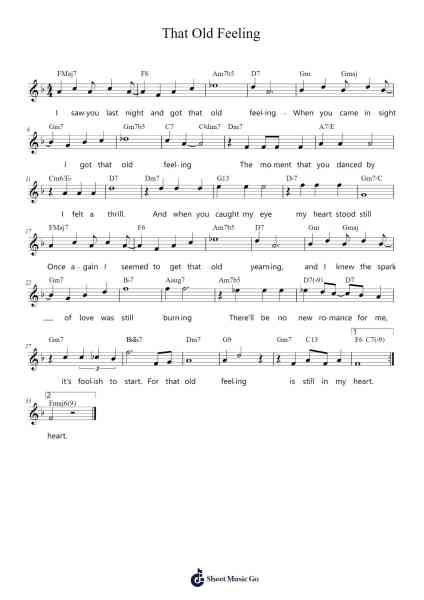 That Old Feeling Sheet Music by Sammy Fain-Arr.Hudcie Rhoclark