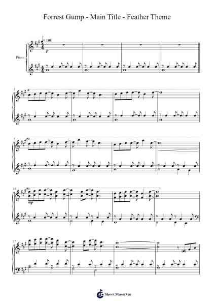 FORREST GUMP - MAIN TITLE - FEATHER THEME Sheet Music by Alan Silvestri-Arr.Duttdes Dawnpril