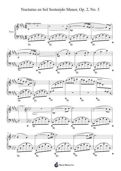 Nocturno en Sol Sostenido Menor, Op. 2, No. 3 Sheet Music by Frank161120-Arr.Otnold