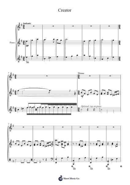 Creator Sheet Music by Lena Raine-Arr.Bunkyle Wanmia