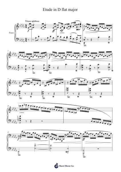 Etude in D flat major Sheet Music by Fern_George-Arr.Maudfox Mikejames