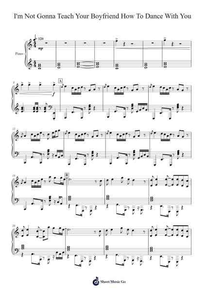 I'm Not Gonna Teach Your Boyfriend How To Dance With You Sheet Music by Black Kids-Arr.Charwen