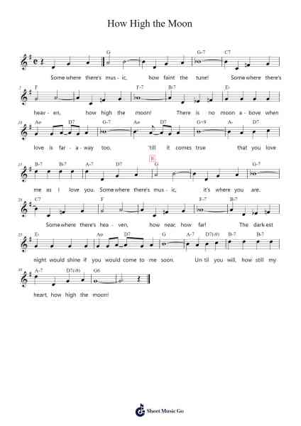 How High the Moon Sheet Music by Morgan Lewis-Arr.Puldair