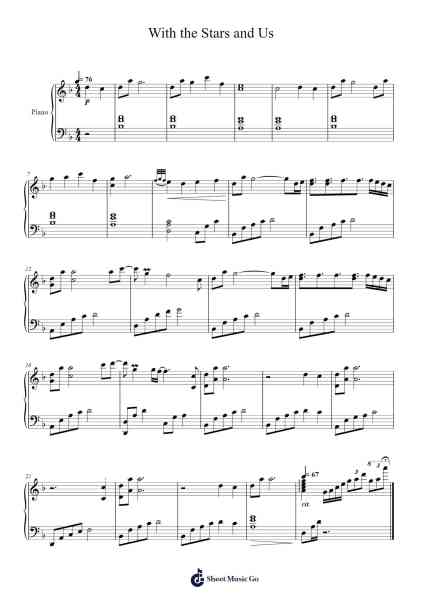 With the Stars and Us Sheet Music by Shoji Meguro-Arr.Kathtta