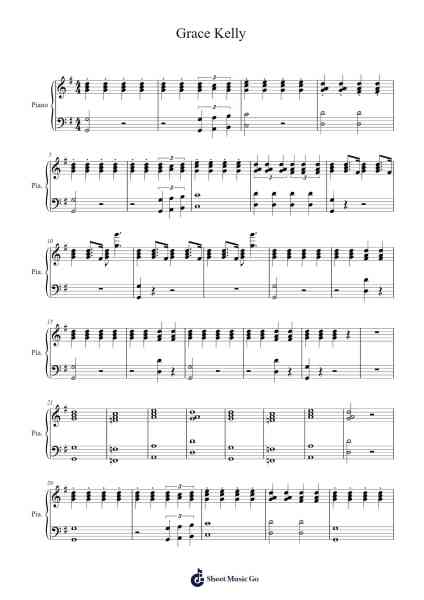 Grace Kelly Sheet Music by Mika-Arr.Blantiane Hobrob