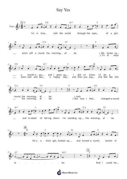 Say Yes Sheet Music by Elliott Smith-Arr.Souyet Jamesnolds