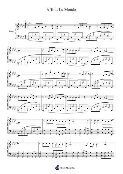 A Tout Le Monde Sheet Music by Megadeth-Arr.Sonxe
