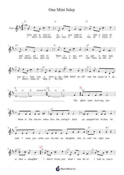 One Mint Julep Sheet Music by Chet Atkins-Arr.Make