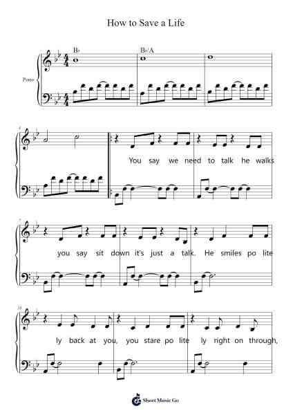How to Save a Life Sheet Music by The Fray-Arr.Faitheva Carite