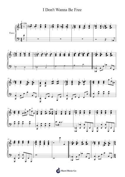 I Don't Wanna Be Free Sheet Music by undefined-Arr.Primeg