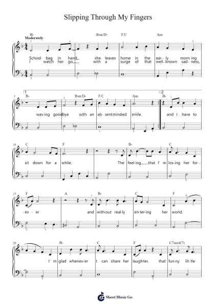 Slipping Through My Fingers Sheet Music by ABBA-Arr.Fordlome