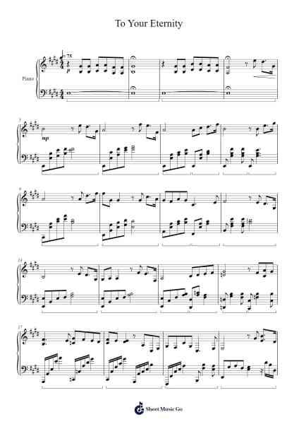 To Your Eternity Sheet Music by Ryo Kawasaki-Arr.Paulholmes
